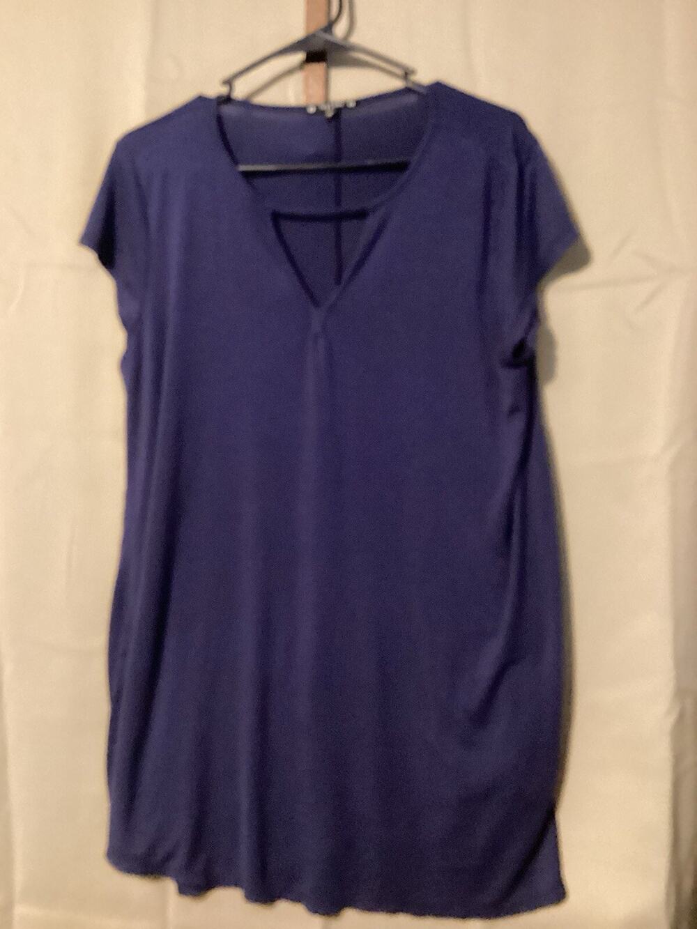Women’s Try This Short Sleeve Casual Blouse Relaxed Fit Size 1X Maxi Style Blue